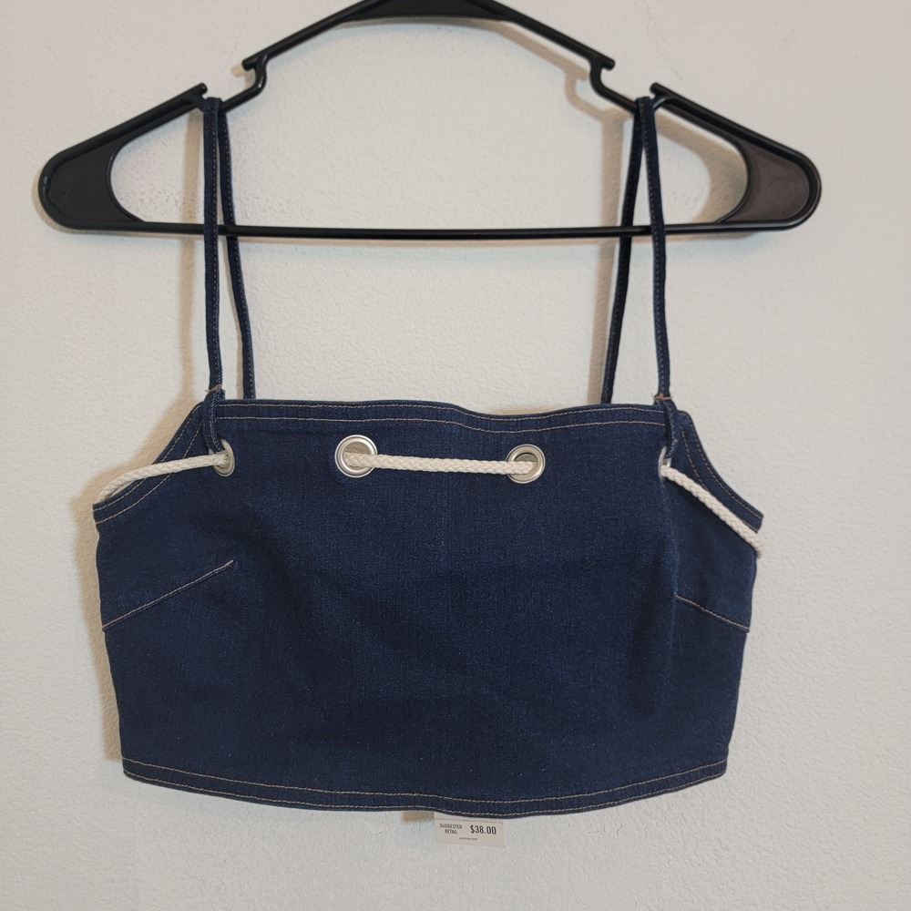 Y2K 00s Tommy Jeans Deadstock‎ Denim Crop Top Medium Casual Street NEW